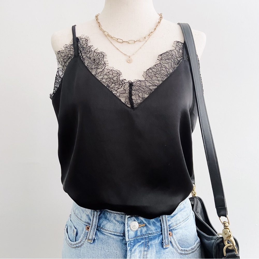Rachel Zoe Black Lace Camisole Tank Top